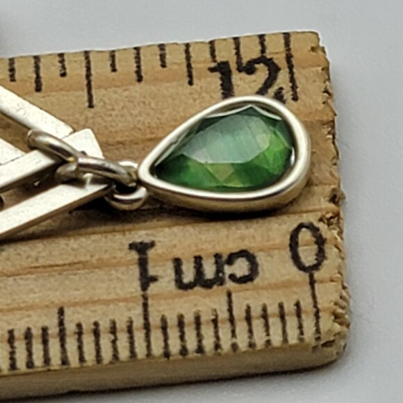 Lucky Brand Silver Tone Green Teardrop Crystal Charm Bracelet/Anklet 9" Adj. - Picture 8 of 8